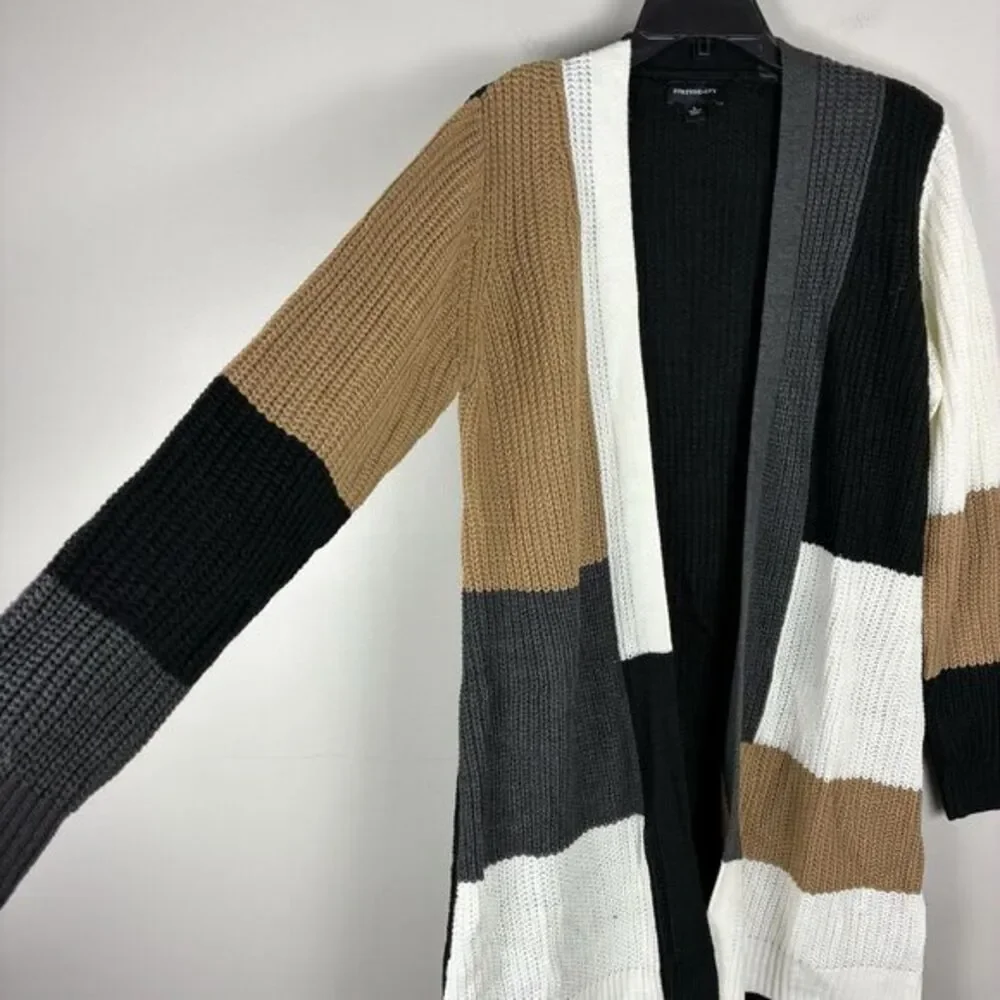 Fortune + Ivy Stitch Fix Long Open Cardigan Sweater Sz L Stripe Cozy Classic New